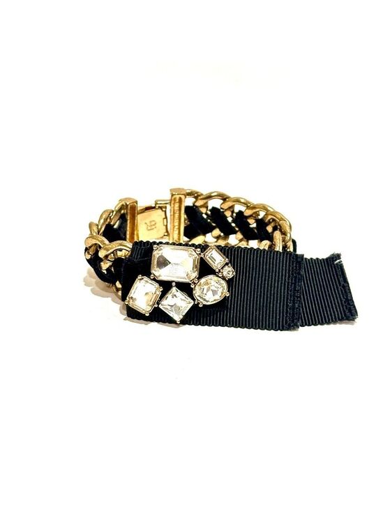 Banana Republic Jewelry - Banana Republic Black Crystal Ribbon Statement Bracelet NWT